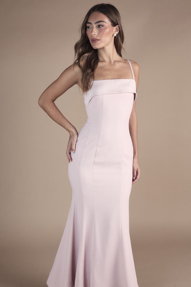 Strappy Square Neck Satin Maxi Dress, Alternate, color, Blush