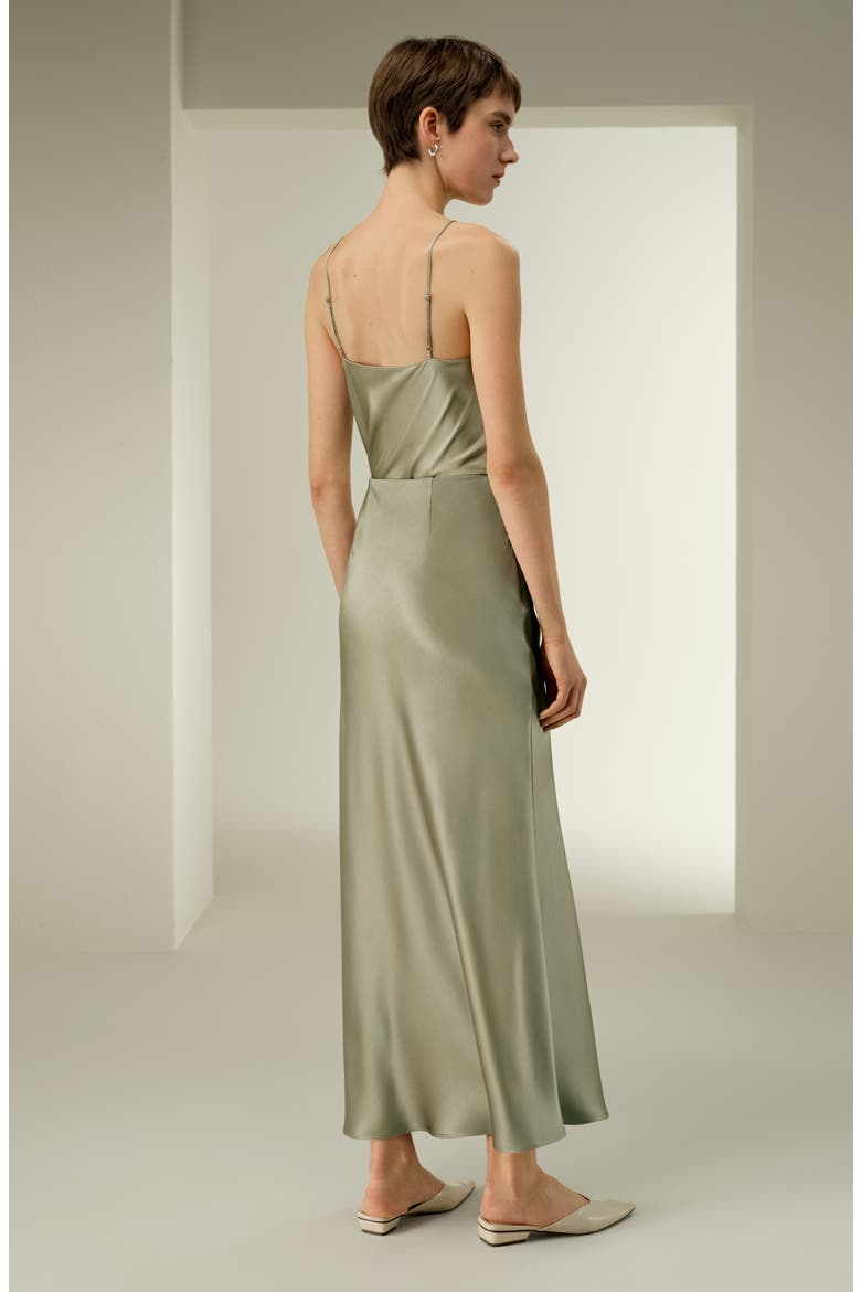 Women's Double-Faced Silk Charmeuse Maxi Skirt, Alternate, color, Artichoke