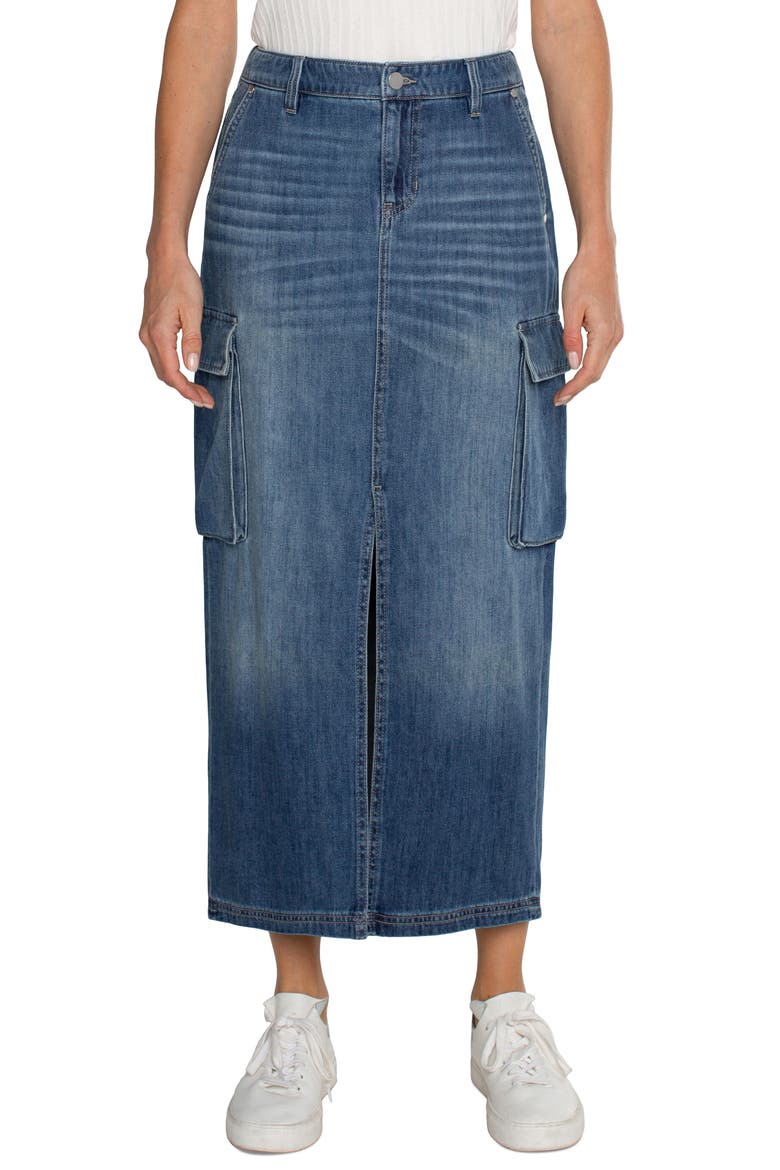 Bellow Denim Cargo Skirt, Alternate, color, WILLOW GLEN