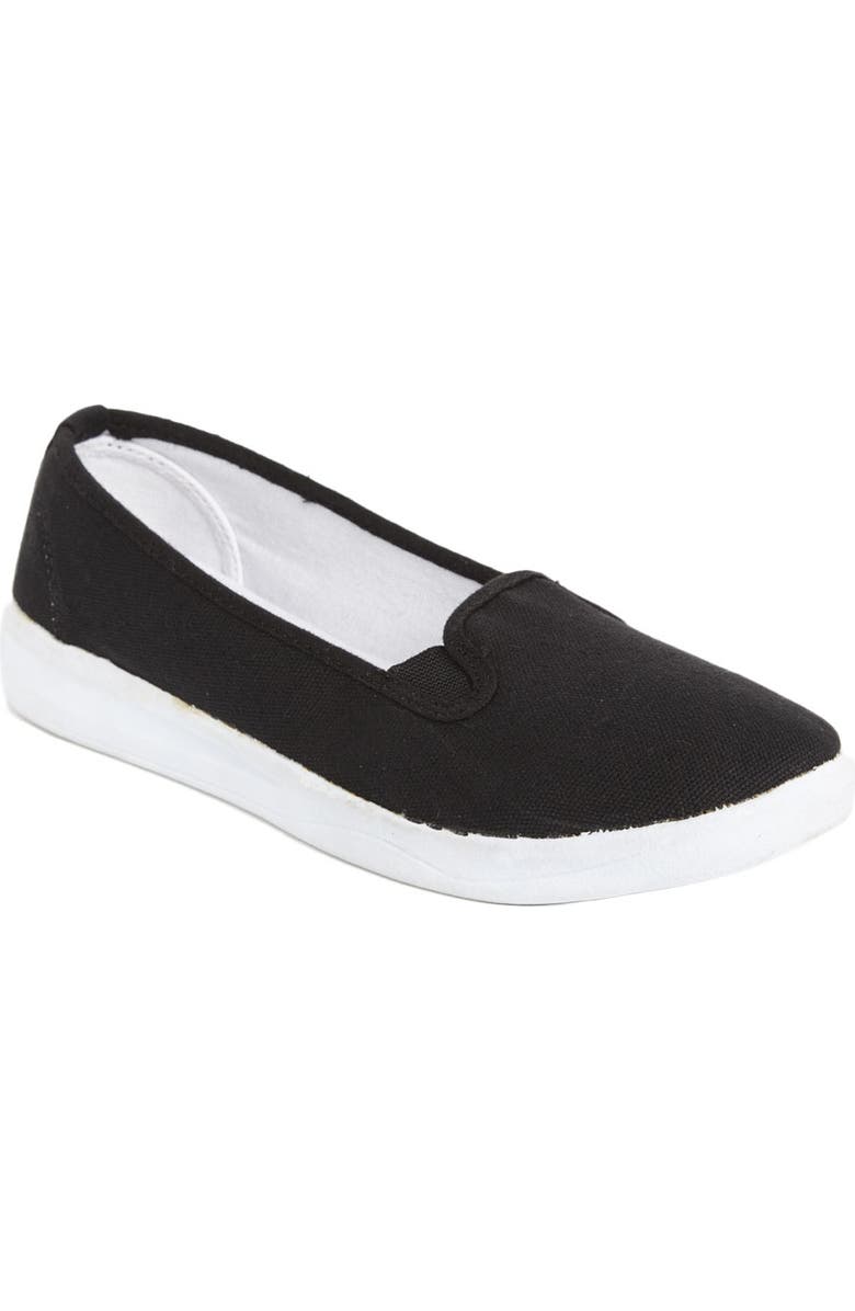 Comfortview The Dottie Cotton Canvas Slip On Sneaker, Main, color, Black
