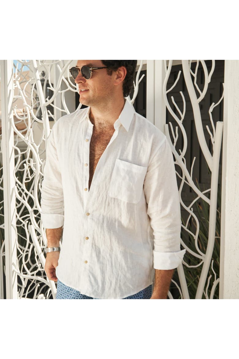 The Casa Blanca - Long Sleeve White Linen Shirt, Alternate, color, White