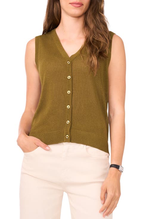 Sleeveless Button-Up Sweater