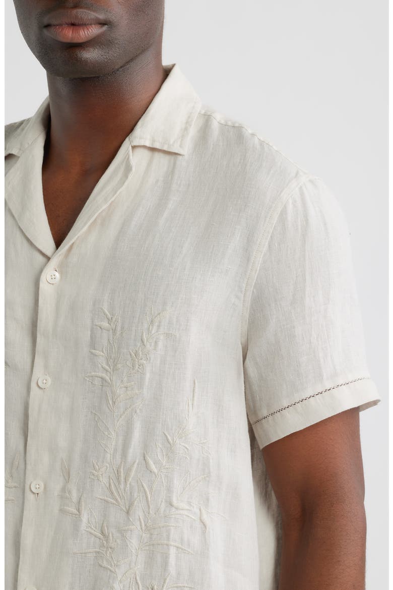 Embroidered Linen Camp Shirt, Alternate, color, GREY NOLA EMBROIDERY