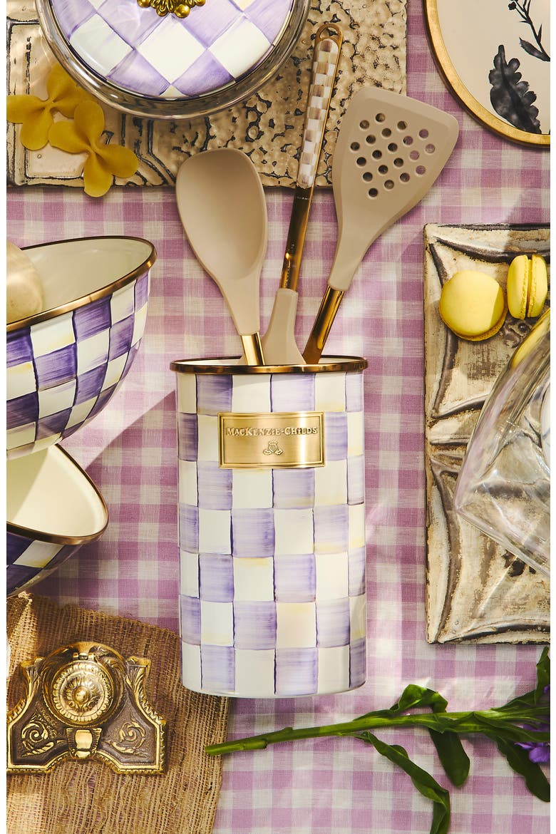 Violet Check Utensil Holder, Alternate, color, VIOLET