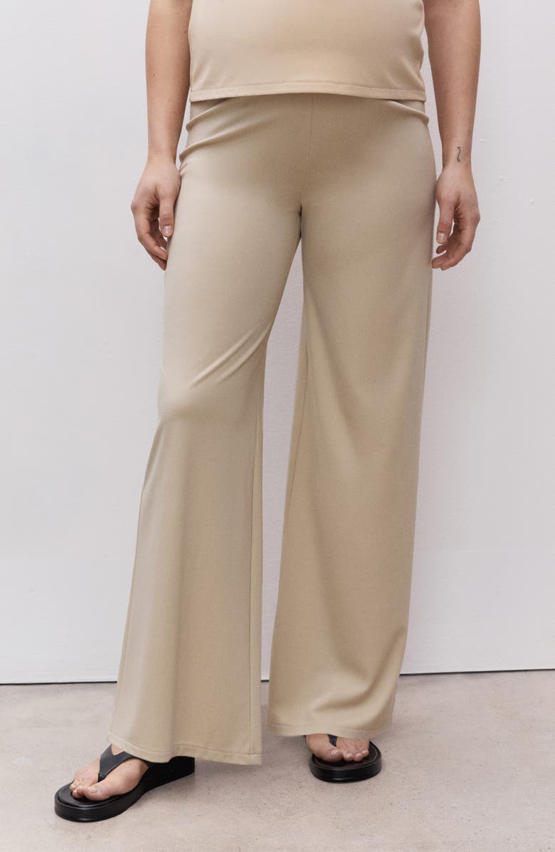 MANGO Draped Neck Sleeveless T-Shirt, Alternate, color, Sand