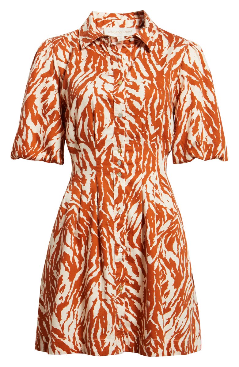 LOVE THE LABEL Marta Button-Up Minidress, Alternate, color, Terracotta Zebra