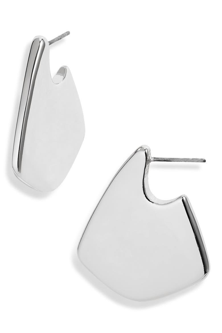 Rounded Triangular Drop Earrings, Main, color, SILVER