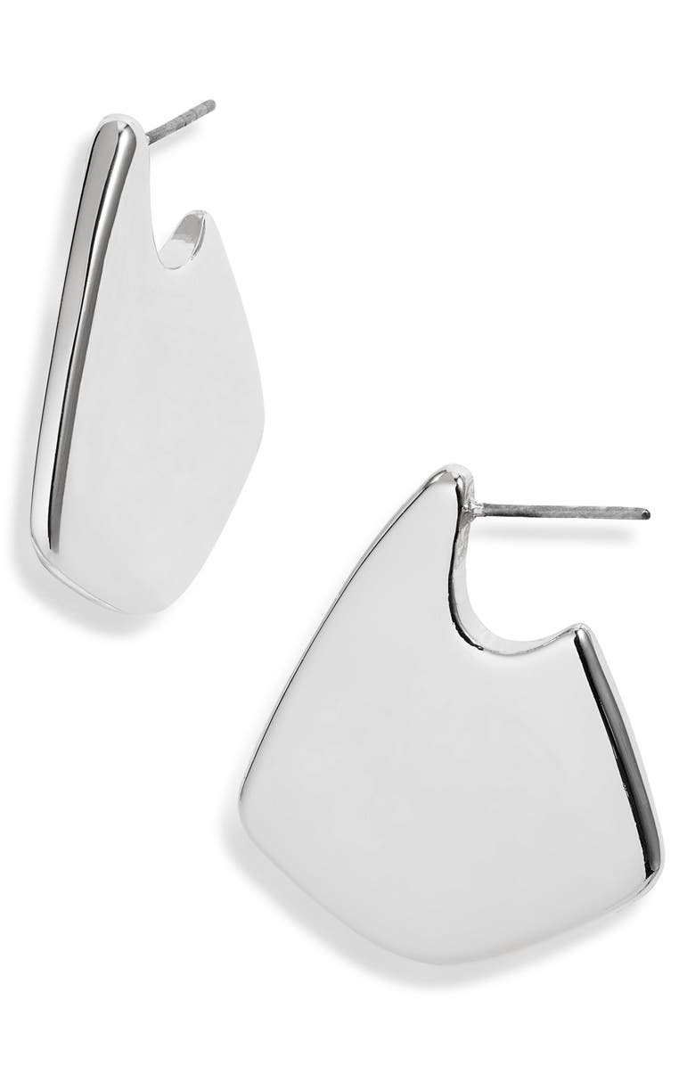 Open Edit Rounded Triangular Drop Earrings, Main, color, Silver
