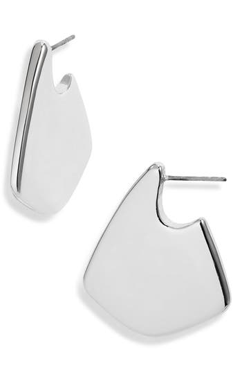 Open Edit Rounded Triangular Drop Earrings In Silver