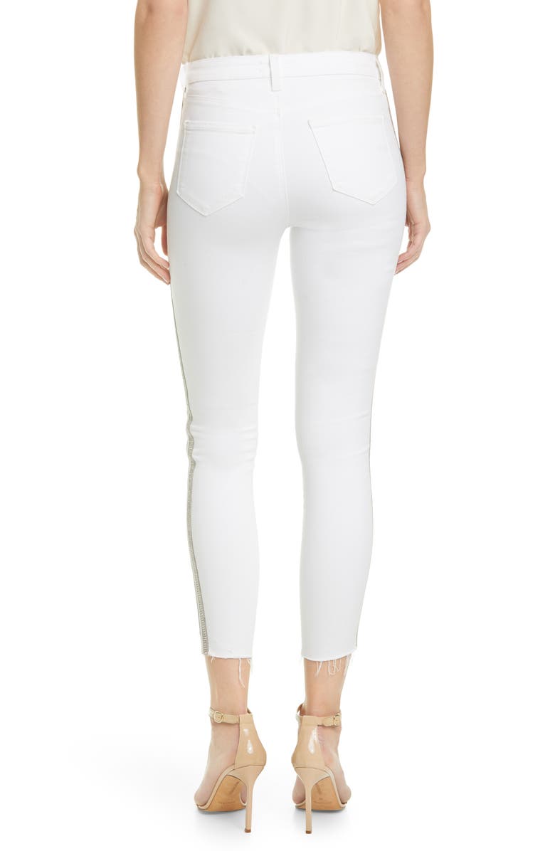 L'AGENCE Margot Crystal Side Stripe High Waist Skinny Jeans, Alternate, color, 