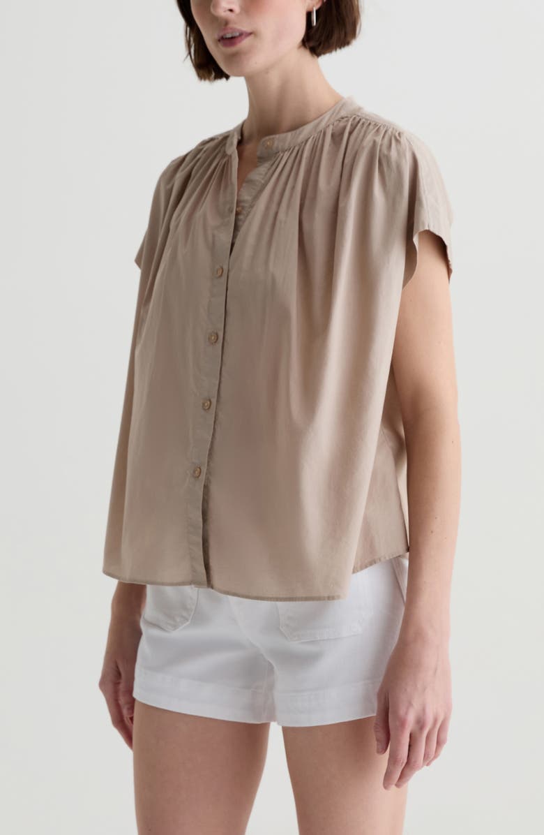 AG Lotta Shirred Cotton Top, Alternate, color, Simple Taupe