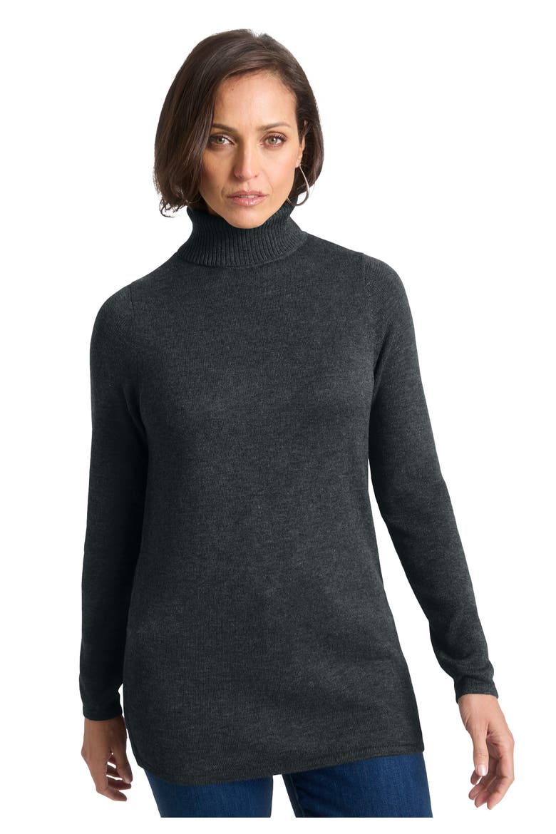 Carefree Cashmere Blend Turtleneck, Main, color, HEATHER CHARCOAL
