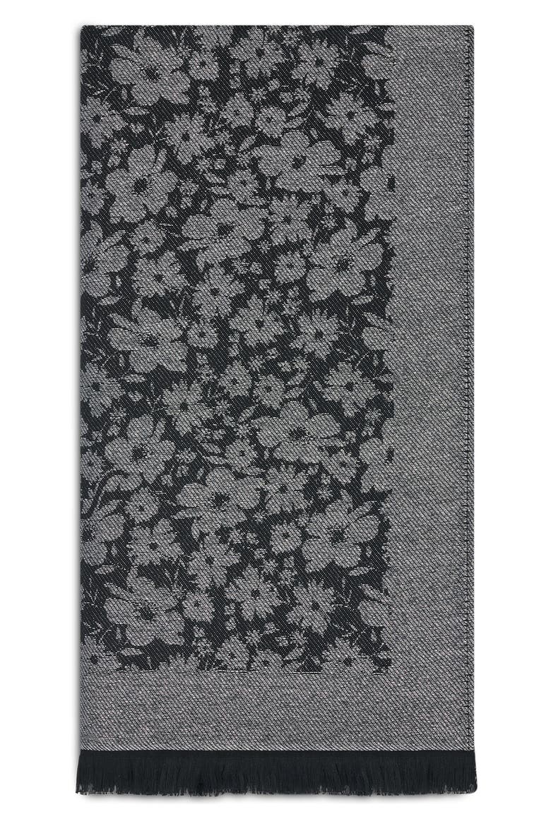 Metallic Daisy Evening Wrap Scarf, Alternate, color, BLACK