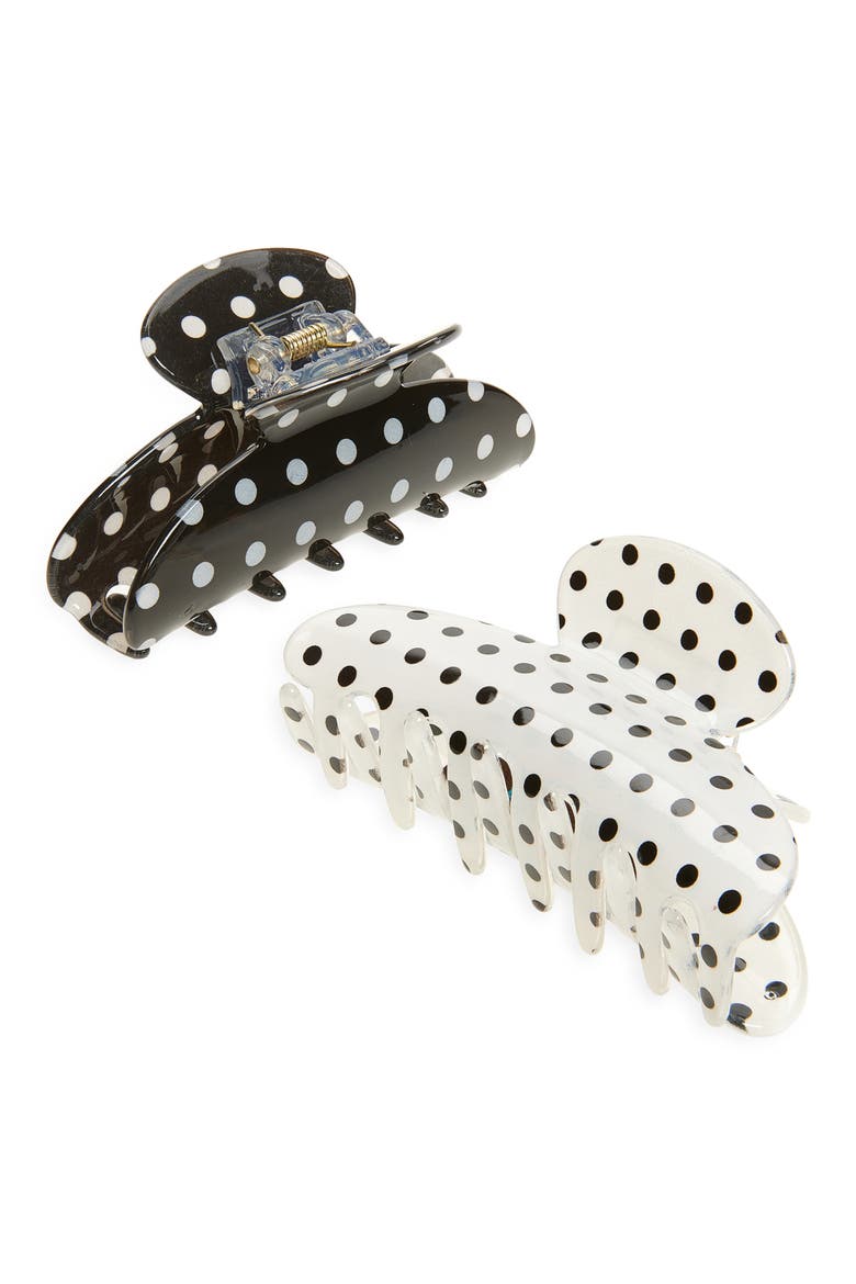 Assorted 2-Pack Polka Dot Claw Clips, Main, color, BLACK-WHITE