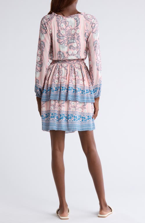 Alicia Bell Stevie Long Sleeve Belted Cotton & Silk Cover-up Minidress In Multi