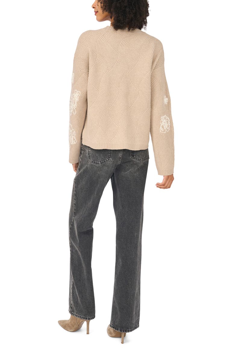 Embroidered Crewneck Sweater, Alternate, color, DUSTY WALNUT