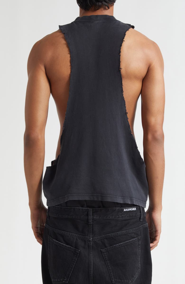 Balenciaga Standard Ripped Graphic Tank, Alternate, color, 1041 Faded Washed Black