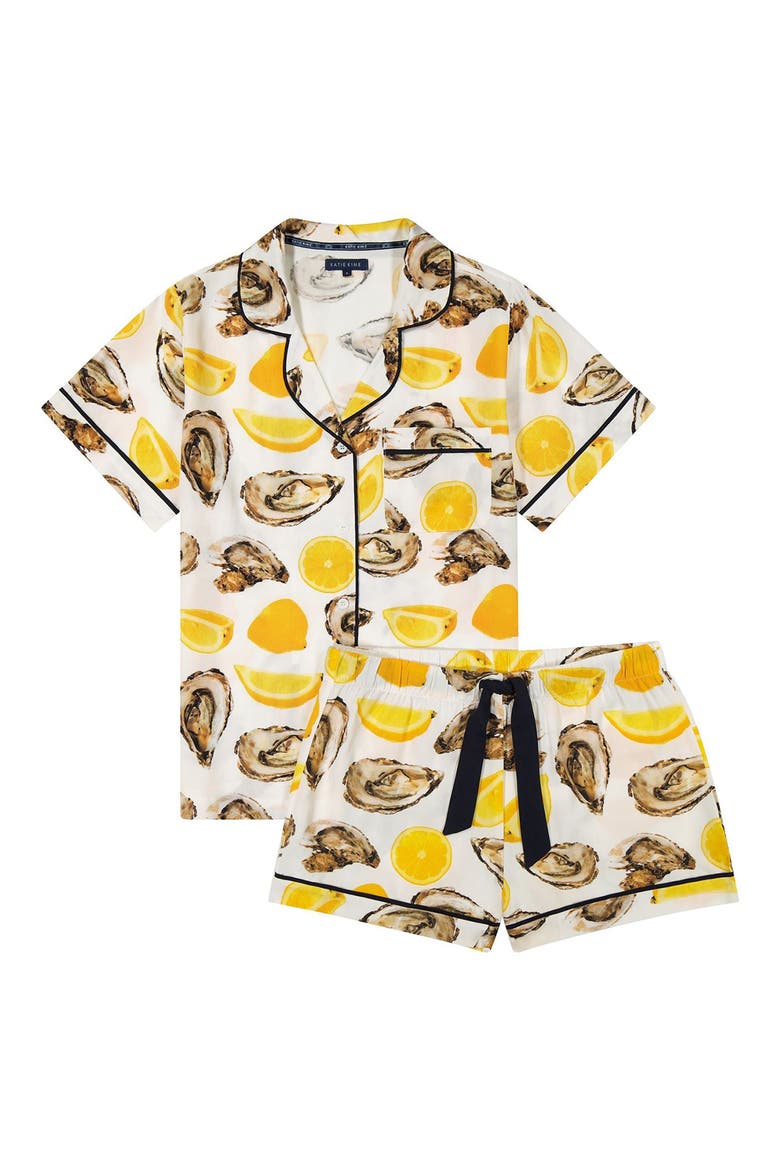 The World is Your Oyster Toile Short Pajamas, Alternate, color, YELLOW