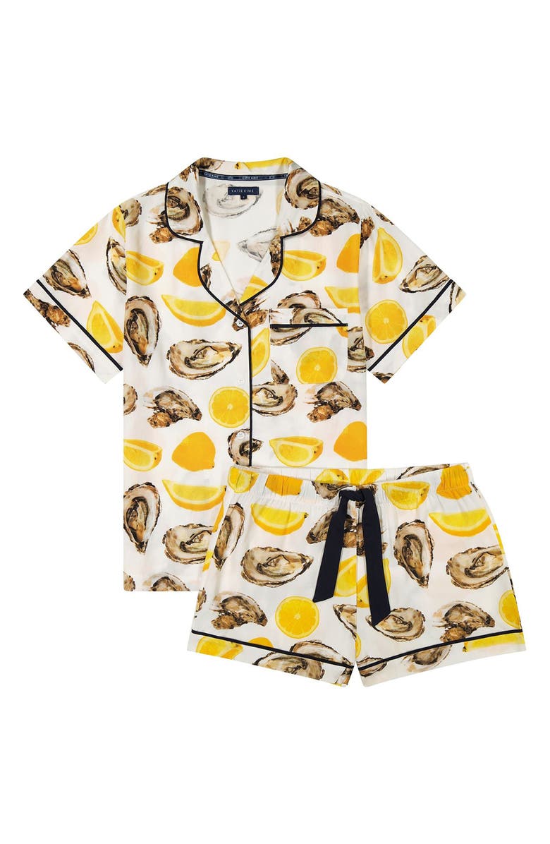 Katie Kime The World is Your Oyster Toile Short Pajamas, Alternate, color, Yellow