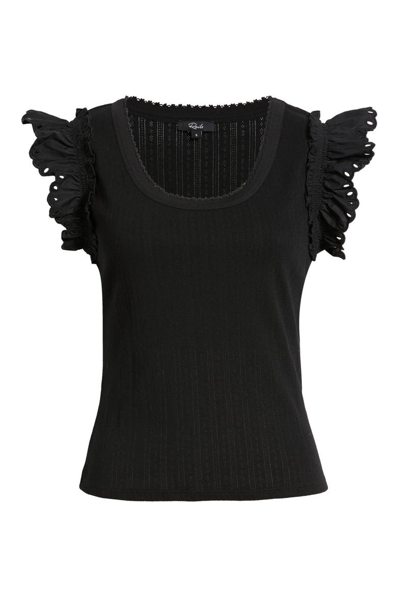 Giovanna Pointelle Stitch Top, Alternate, color, BLACK