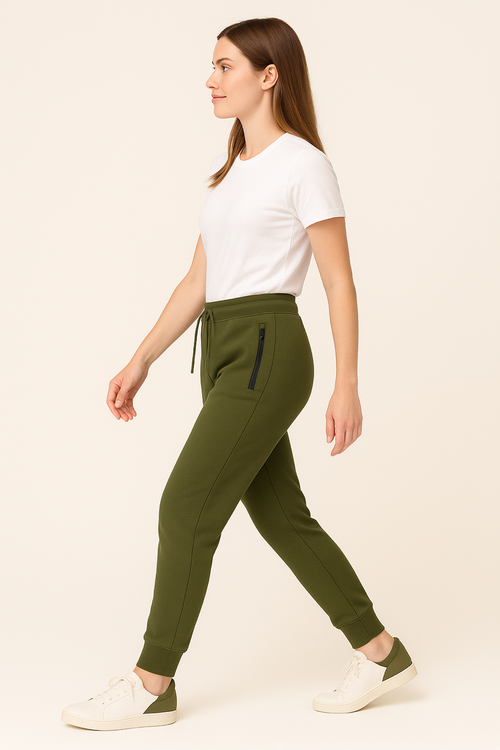 Benben Womens Ultra Soft Singe Pack Dual Zipper Jogger In Green