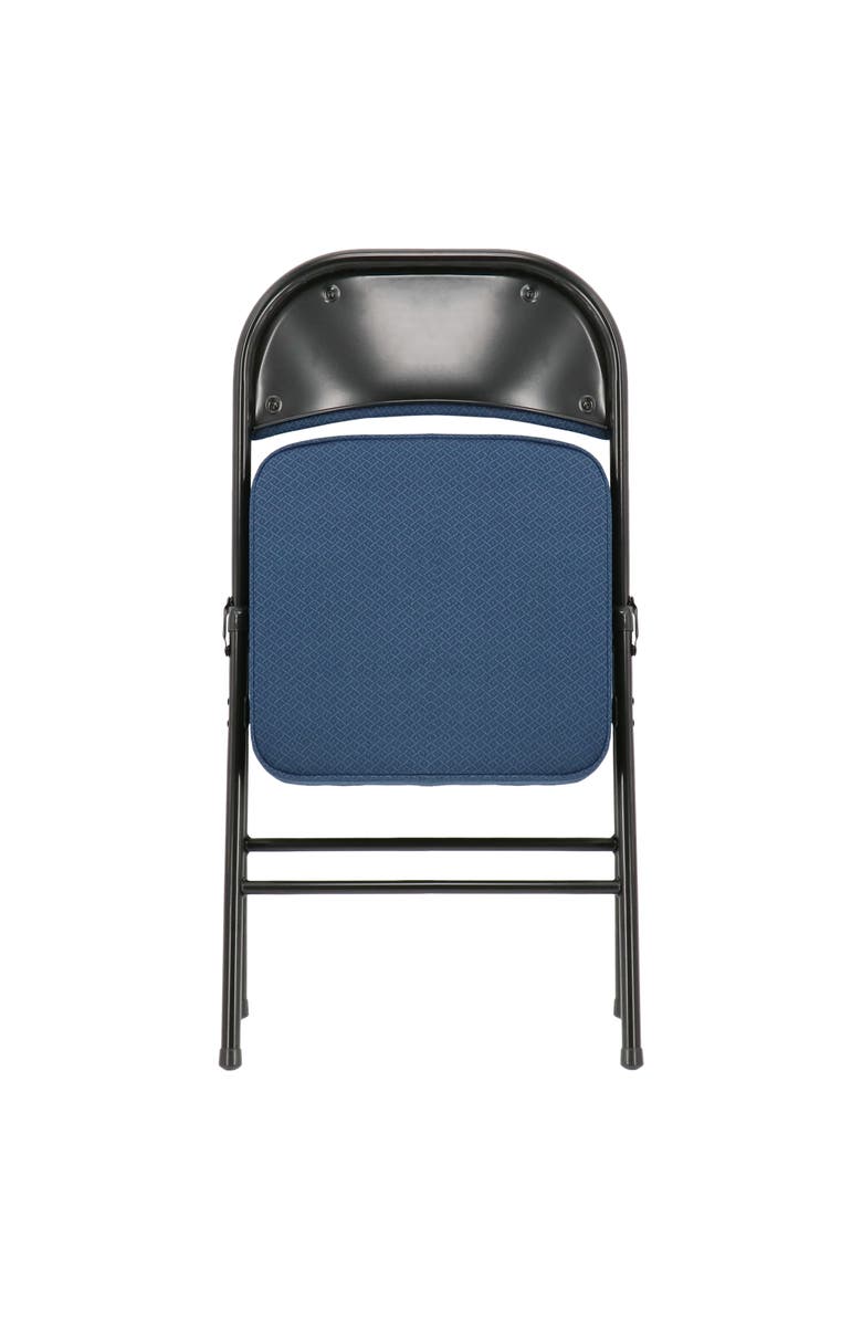 Elama 4 Piece Metal Folding Chair with 2.2 Inch Padded Seats, Alternate, color, Dark Blue