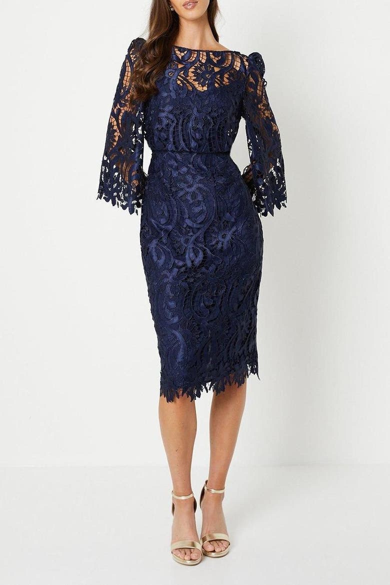 boat neck satin midi dress Blue Coast Boat Neck Satin Midi Dress