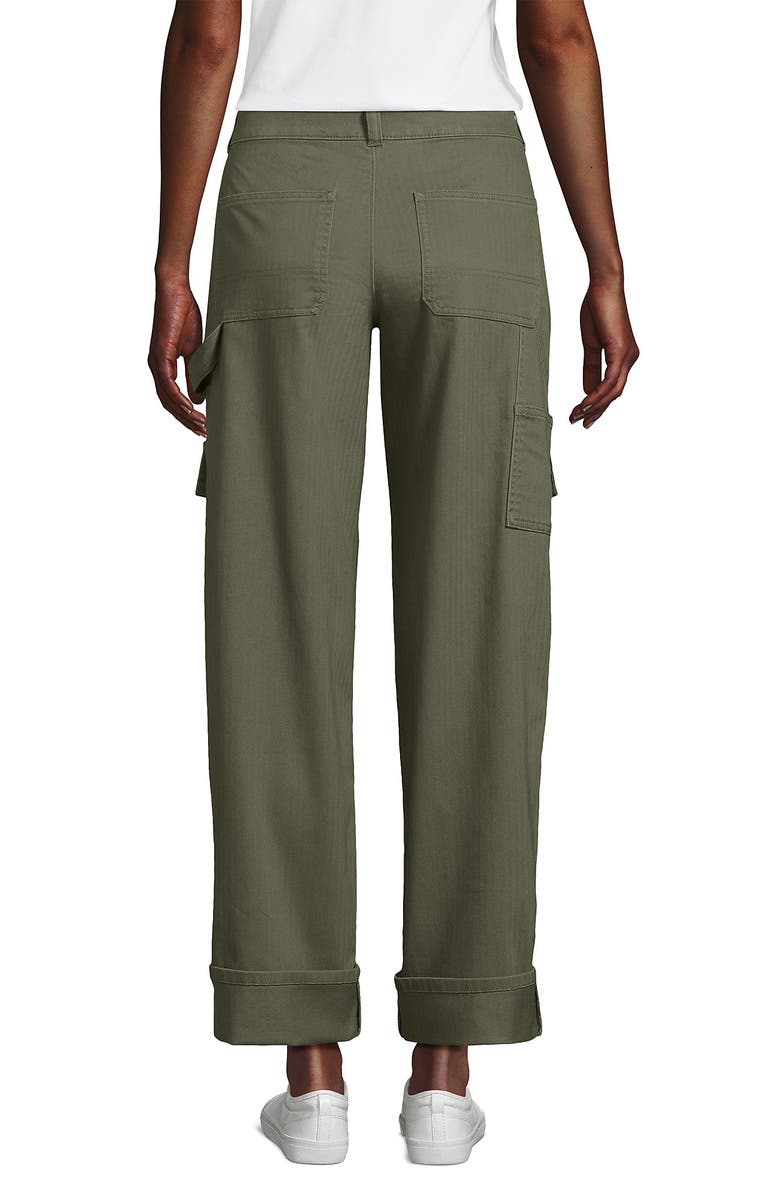 Lands' End Chino Mid Rise Straight Leg Cargo Ankle Pants, Alternate, color, River Stone Green