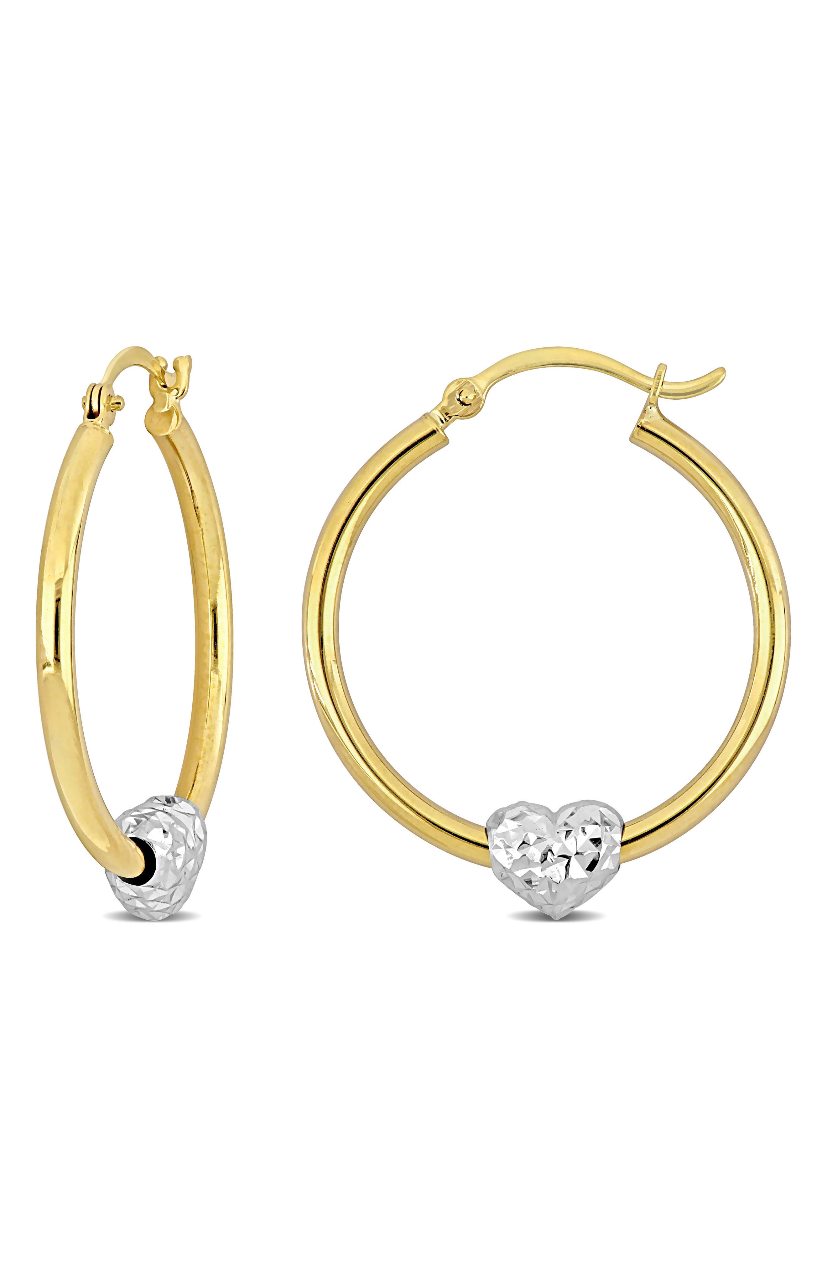 DELMAR Heart Charm Hoop Earrings