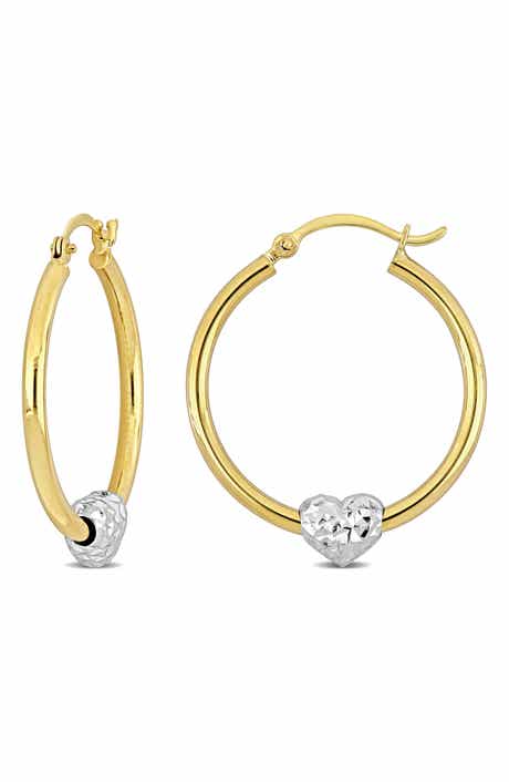 DELMAR Heart Charm Hoop Earrings