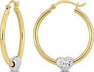 DELMAR Heart Charm Hoop Earrings