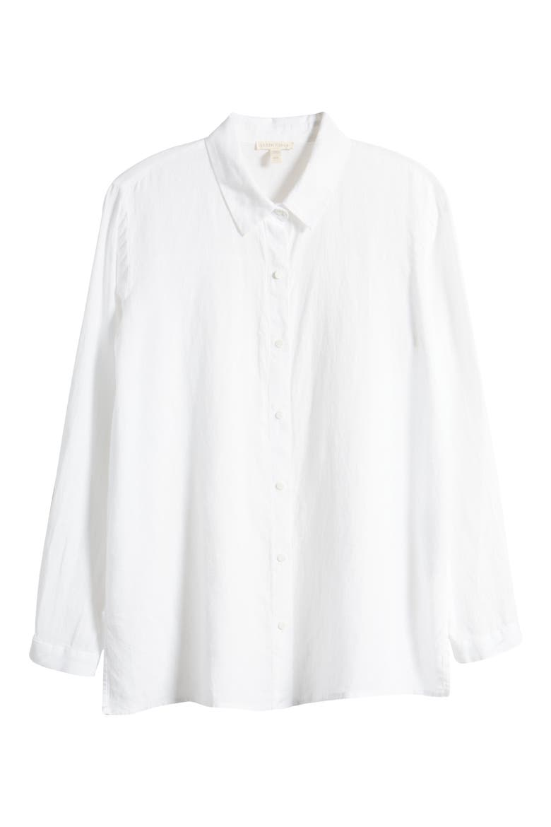 Classic Long Sleeve Organic Linen Button-Up Shirt, Alternate, color, WHITE