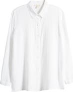 Eileen Fisher Classic Long Sleeve Organic Linen Button-Up Shirt