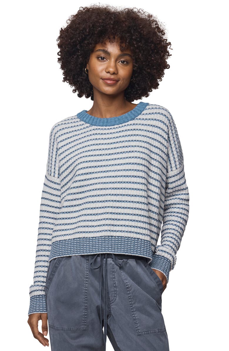 Splendid Lucy Stripe Oversize Sweater, Alternate, color, Pale Oak Heather/ Ice