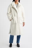 BCBGMAXAZRIA Notch Collar Faux Shearling Long Coat