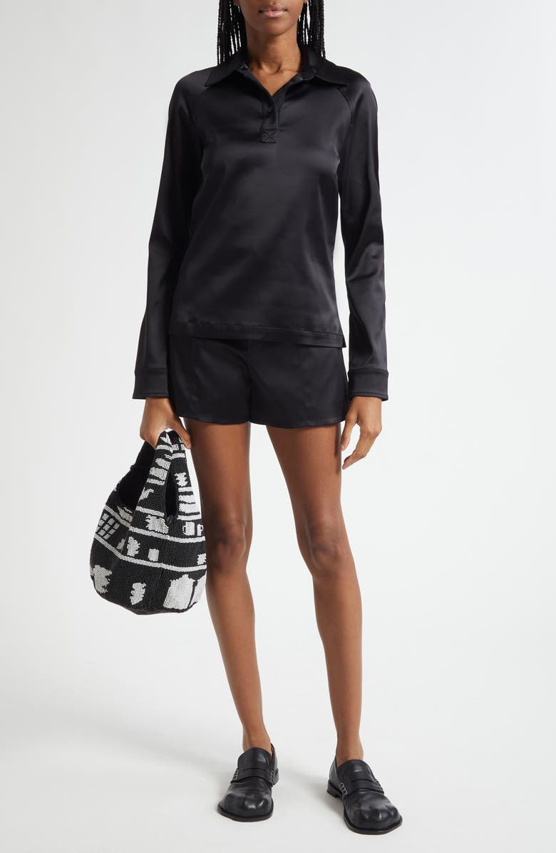 JW Anderson Long Sleeve Polo Top, Alternate, color, 999 Black