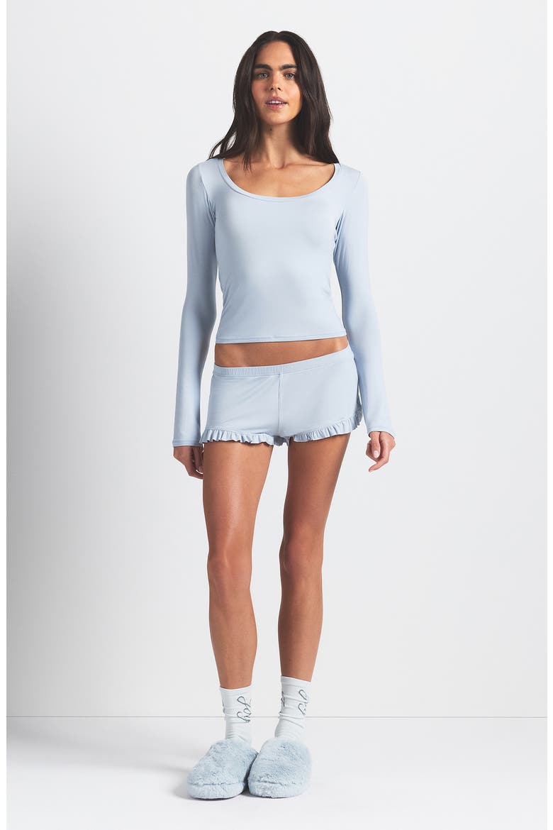 Scoop Neck Top & Shorts Pajamas, Alternate, color, ZEN BLUE