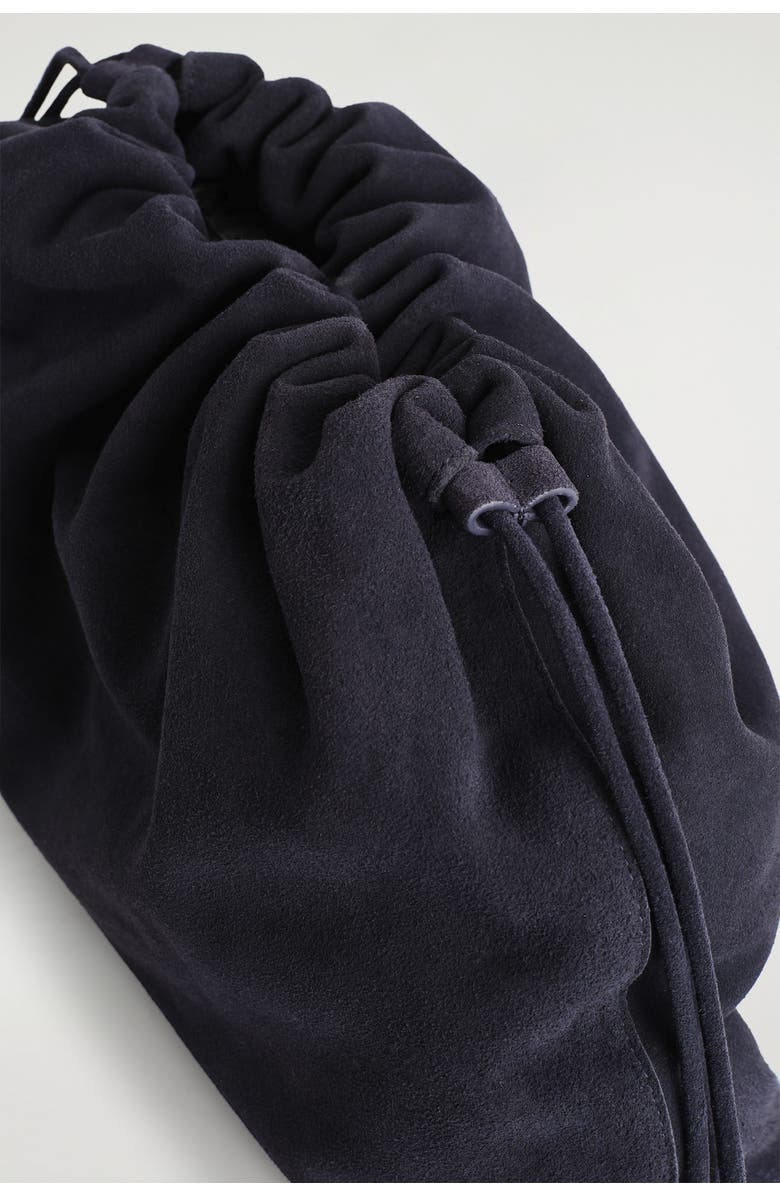 COS Cavatelli Clutch Bag - Suede, Alternate, color, Navy