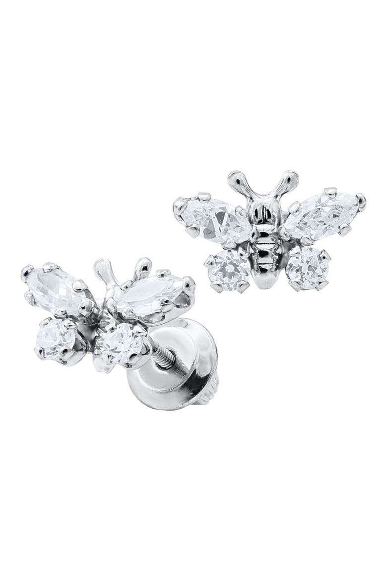 Butterfly Birthstone Sterling Silver Earrings, Alternate, color, APRIL