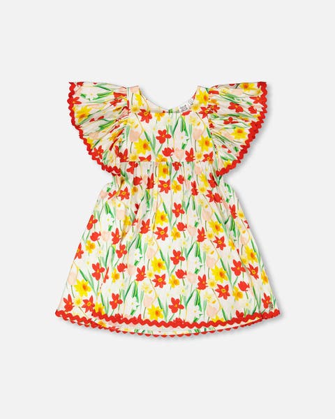 Short Sleeve Viscose Daffodil Dress (Toddler, Little Kid & Big Kid)