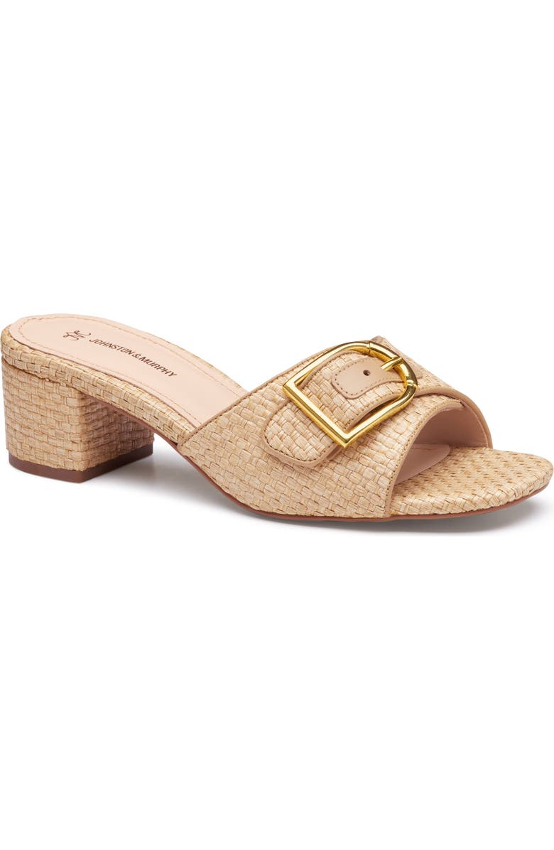 Johnston & Murphy Edith Buckle Slide Sandal, Main, color, Natural Raffia