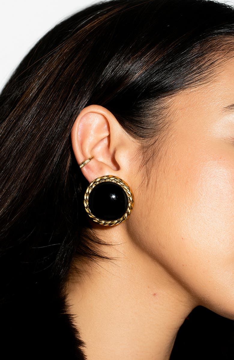 ARGENTO VIVO Bezel Stud Earrings, Alternate, color, Gold/ Onyx