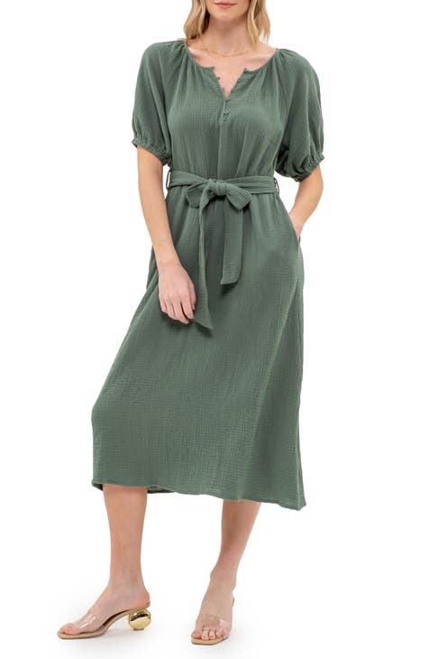 Puff Sleeve Midi Shirtdress