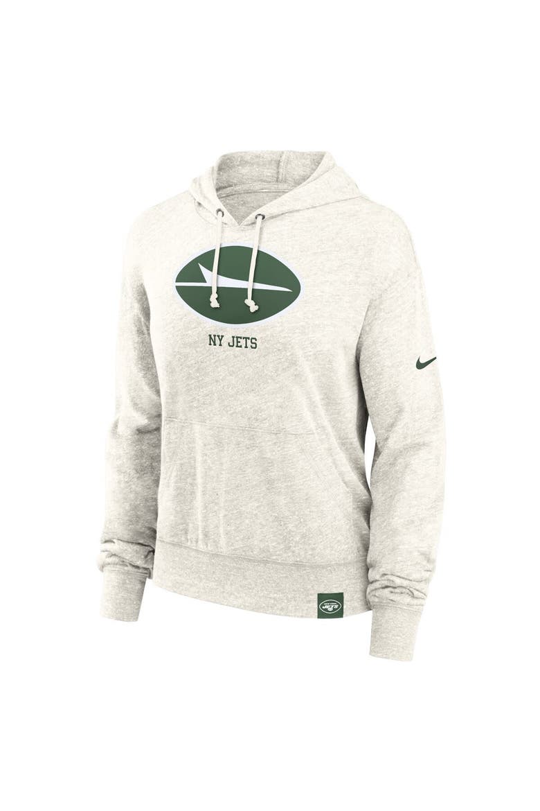 Women's Nike Cream New York Jets Gym Vintage Logo Pullover Hoodie, Alternate, color, Cream