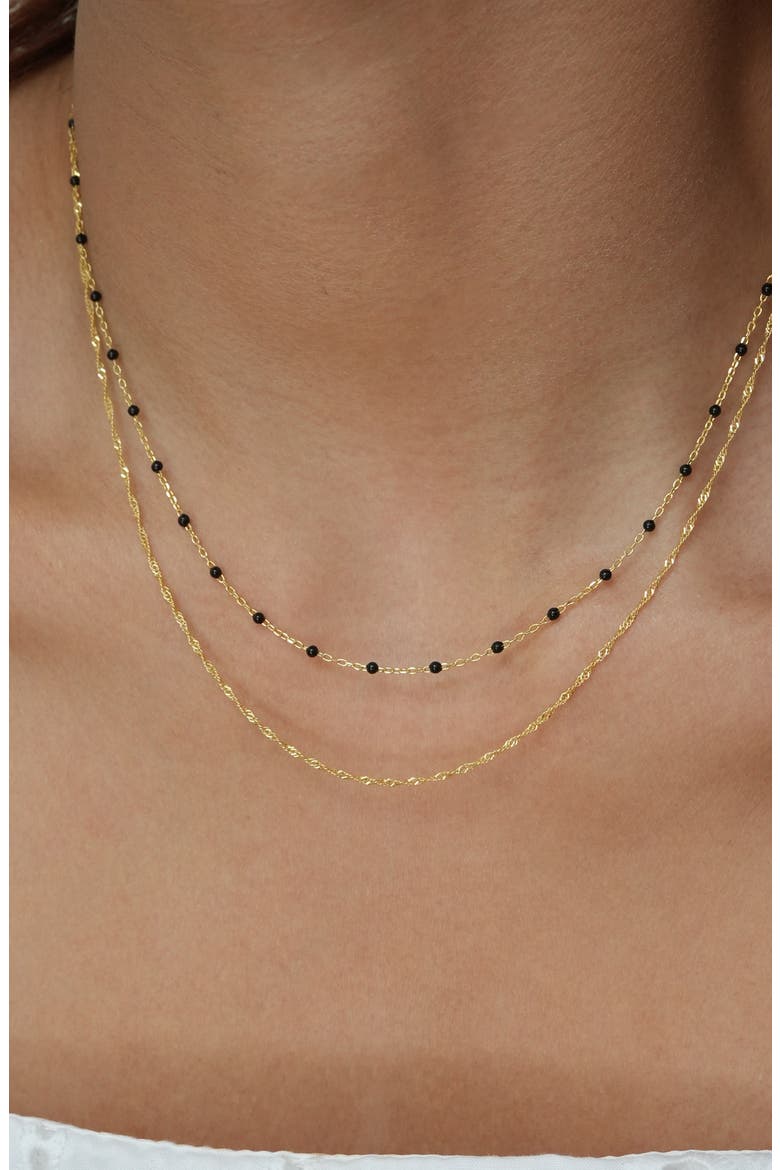 Layered 18K Gold Plate Sterling Silver Singapore Chain Necklace, Alternate, color, GOLD