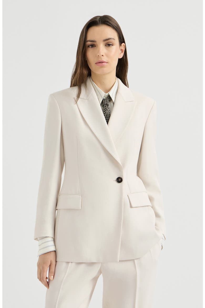 Comfort viscose couture twill blazer with monili, Main, color, Milk