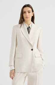 Brunello Cucinelli Comfort viscose couture twill blazer with monili