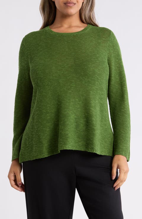 Organic Linen & Organic Cotton Crewneck Sweater (Plus)