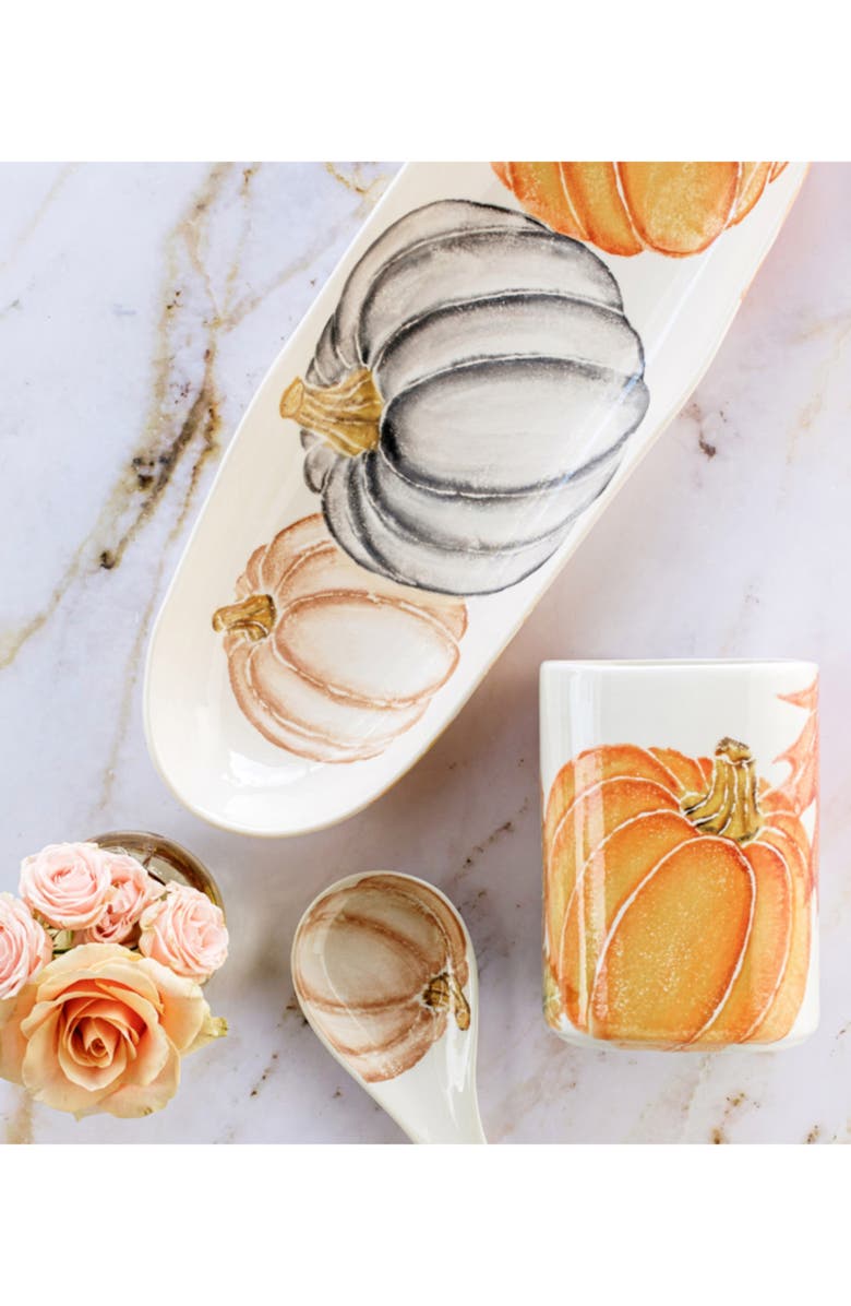 VIETRI Pumpkins Narrow Platter, Alternate, color, Orange