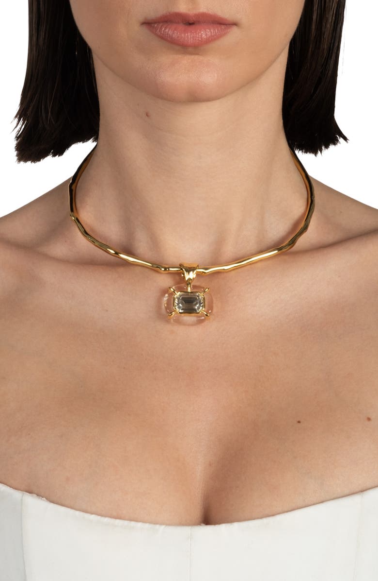 Alexis Bittar Liquid Lucite<sup>®</sup> Crystal Collar Necklace, Alternate, color, Gold/ Lucite